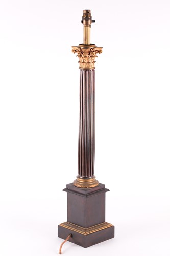 Lot 227 - A large ormolu and metalware lamp base, formed...
