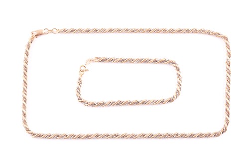 Lot 113 - An 18ct yellow gold and white metal rope-twist...