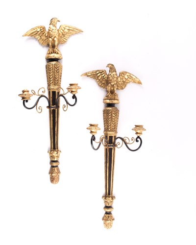 Lot 201 - A pair of decorative Empire-style wall sconces,...
