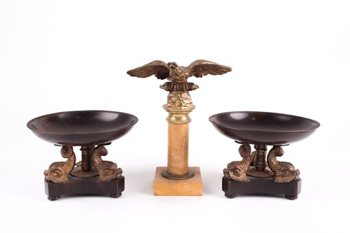 Lot 215 - A pair of French Empire style bronze and...