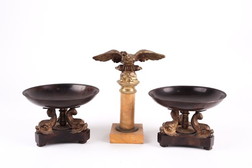 Lot 215 - A pair of French Empire style bronze and...