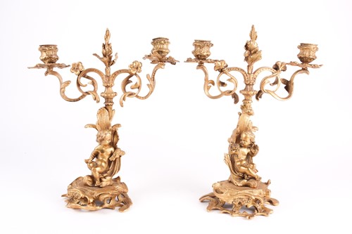 Lot 219 - A pair of 19th century French gilt bronze...