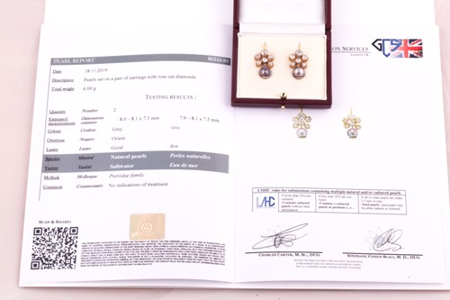 Lot 134 - A pair of yellow metal, rose-cut diamond, and...