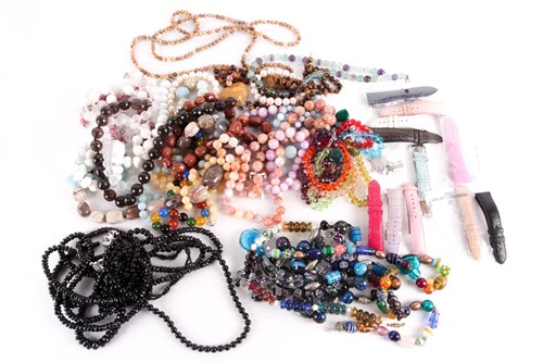Lot 105 - A quantity of beaded necklaces and bracelets...