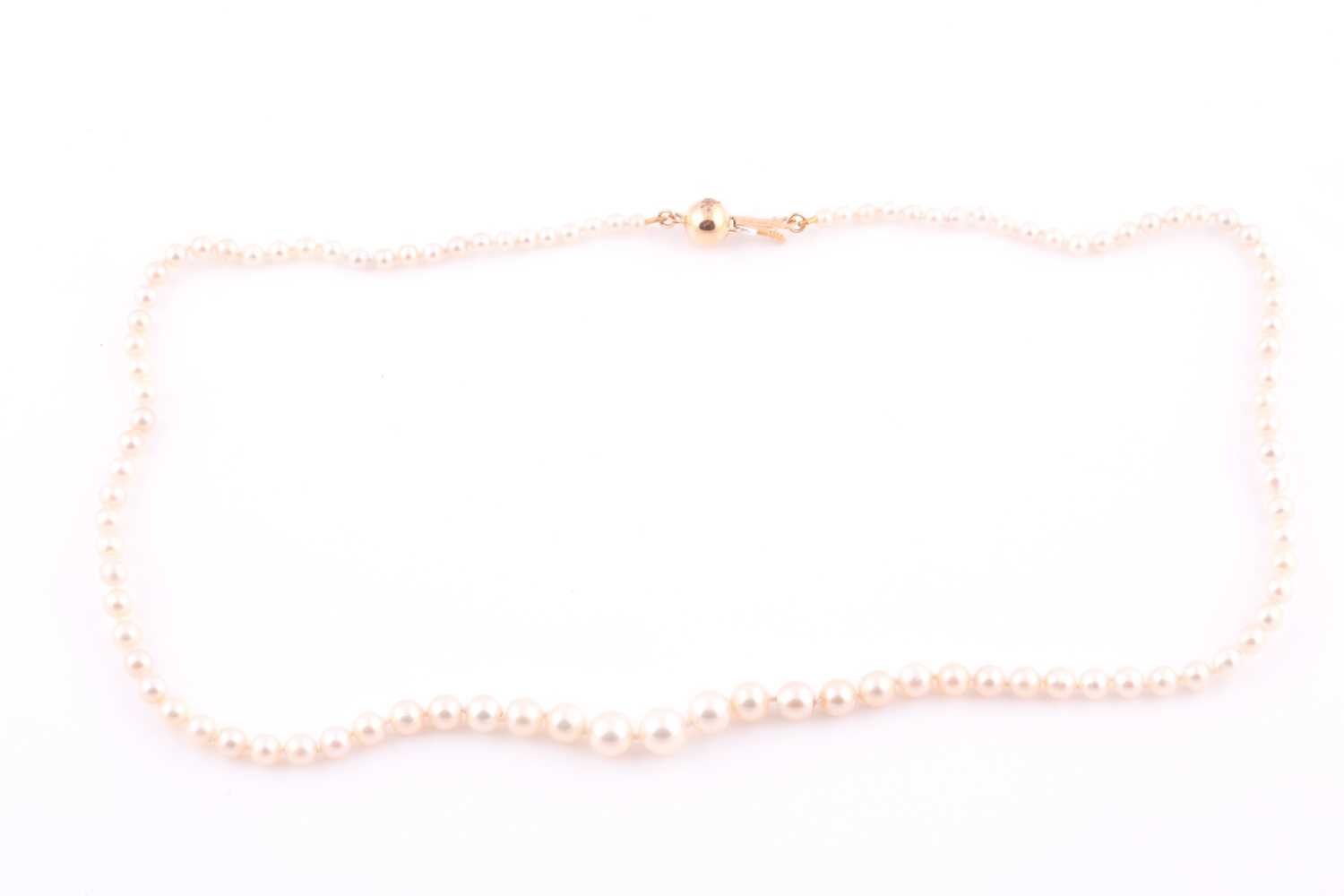 Lot 154 - A single strand of natural saltwater pearls...