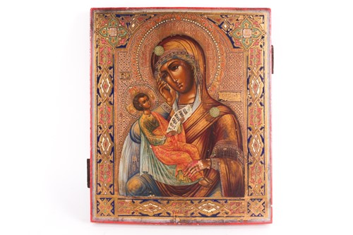 Lot 191 - 19th century Russian school, an icon depicting...