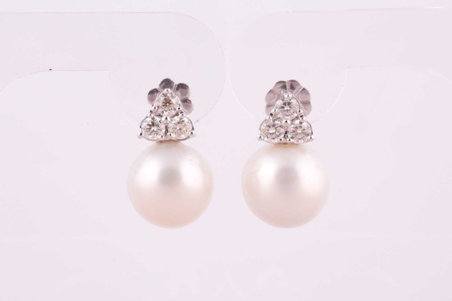 Lot 241 - A pair of South Sea pearl and diamond stud...
