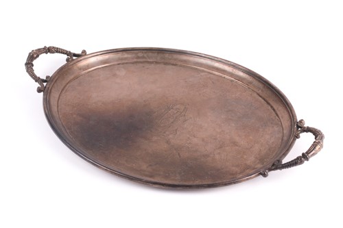 Lot 346 - A Hungarian silver twin-handled oval tray,...