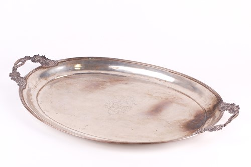 Lot 346 - A Hungarian silver twin-handled oval tray,...
