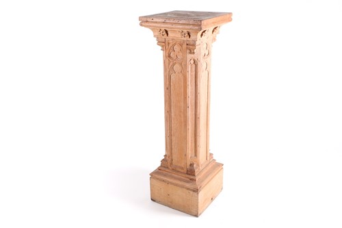 Lot 130 - A Victorian Gothic limed oak architectural...