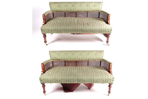 Lot 151 - A pair of French Empire style two-seat stained...