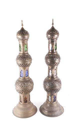 Lot 38 - A pair of Middle eastern floor-standing Mosque...