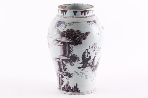 Lot 280 - A Dutch delft chinoiserie vase, 18th century,...