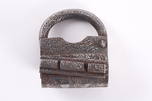 Lot 163 - A Persian heavy steel padlock, Qajar Dynasty....
