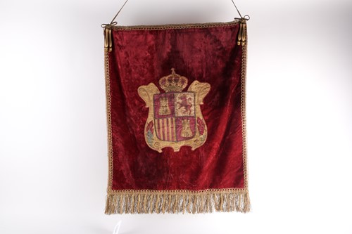 Lot 31A - A probably 19th century red velvet armorial...