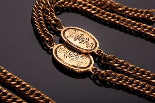 Lot 329 - A Chanel brass necklace, the curb links...