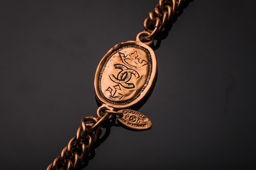 Lot 329 - A Chanel brass necklace, the curb links...