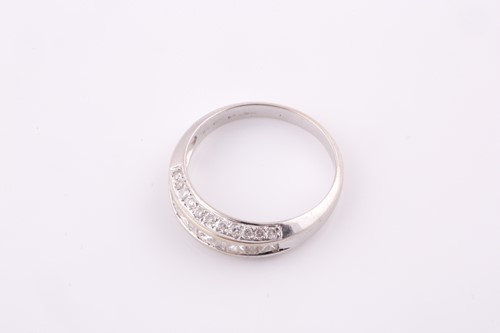 Lot 100 - An 18ct white gold and diamond ring, the mount...