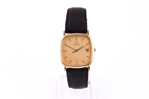 Lot 590 - An Omega gold plated quartz wristwatch, the...