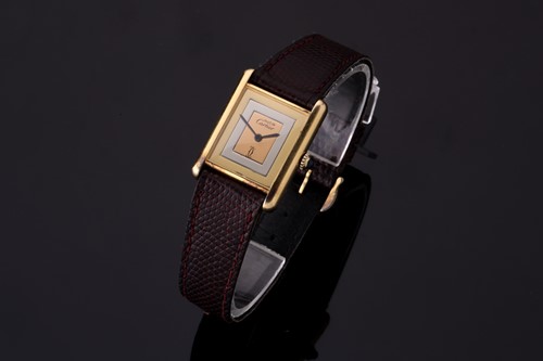 Lot 578 - A Cartier Tank silver-gilt mechanical...