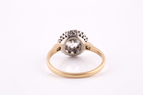 Lot 350 - A yellow metal and diamond cluster ring, set...