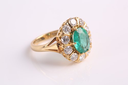 Lot 286 - An 18ct yellow gold, emerald and diamond...