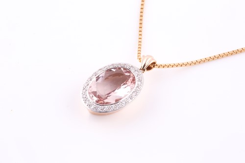 Lot 36 - A morganite and diamond pendant, morganite...