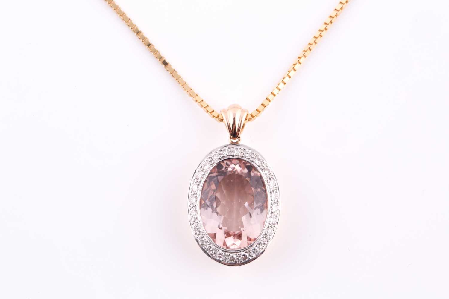 Lot 36 - A morganite and diamond pendant, morganite...