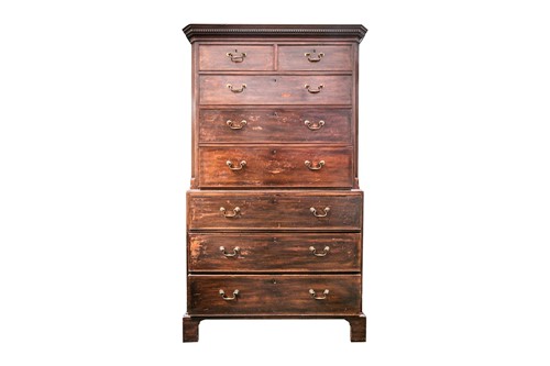 Lot 212 - A George III mahogany chest on chest, The...