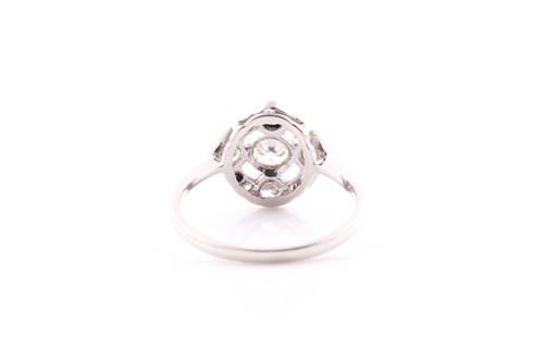 Lot 300 - A platinum and diamond cluster ring,set with...