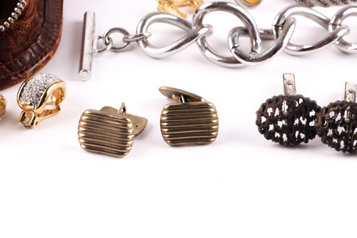 Lot 301 - Three pairs of cufflinks, various chains,...