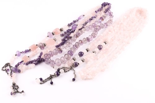 Lot 322 - A graduated, faceted amethyst bead necklace;...