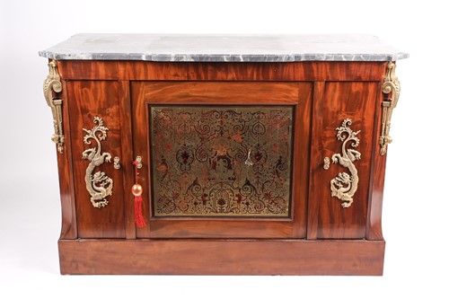 Lot 121 - A French Empire style marble-topped mahogany...