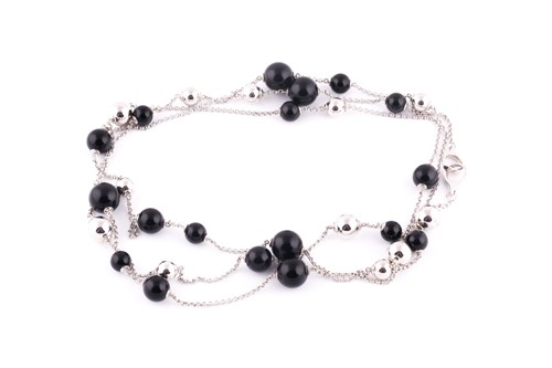 Lot 228 - Georg Jensen sterling silver and black onyx...