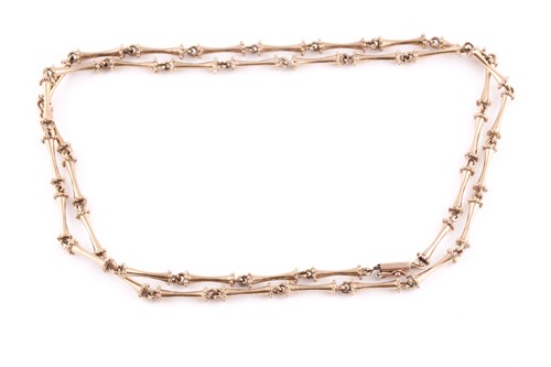 Lot 384 - A 9ct yellow gold bone-link chain necklace,...