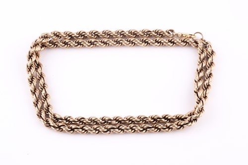 Lot 244 - A 9ct yellow gold rope-twist chain necklace,...