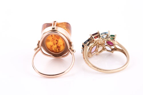 Lot 227 - A 9ct yellow gold and multi-gem ring, set with...