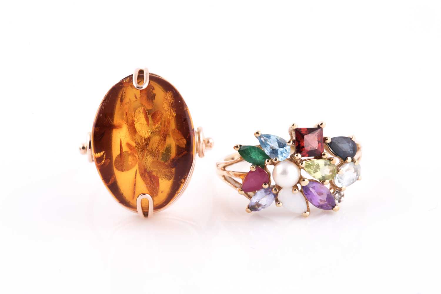 Lot 227 - A 9ct yellow gold and multi-gem ring, set with...
