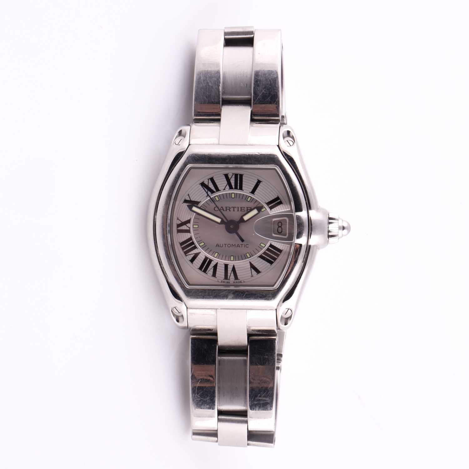Lot 597 - A Cartier Roadster automatic stainless steel...