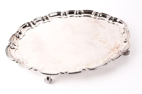 Lot 554 - A 20th-century heavy silver oval salver....