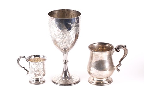 Lot 555 - A large Victorian silver goblet. London 1882...