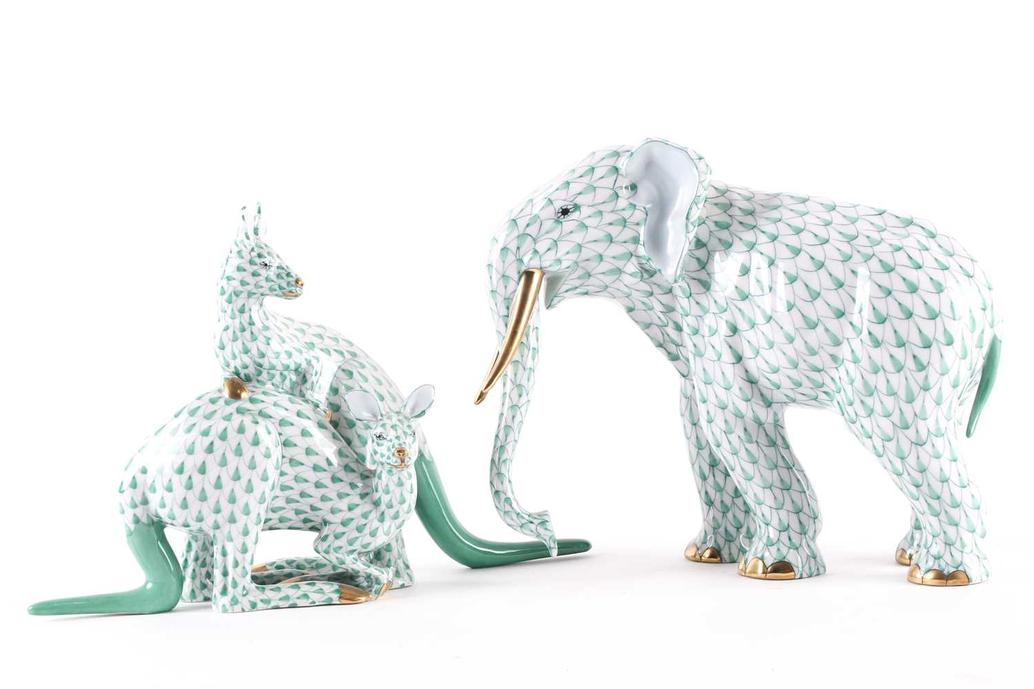 Lot 349 - A large Herend porcelain model of an elephant,...