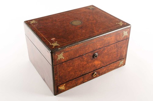 Lot 259 - A 19th century burr walnut dressing table box,...