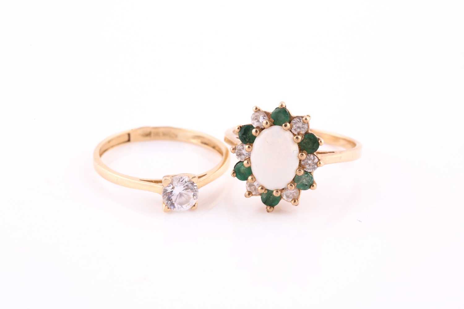 Lot 413 - An opal, emerald and cubic zirconia cluster...