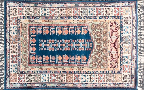 Lot 189 - A 20th-century blue ground Turkish prayer rug...
