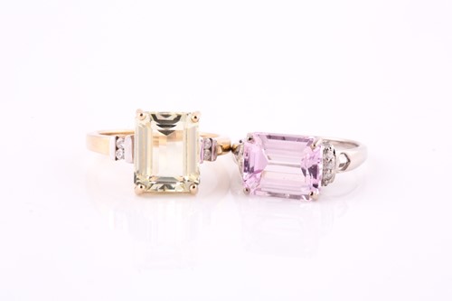 Lot 360 - Two kunzite and diamond rings The first...