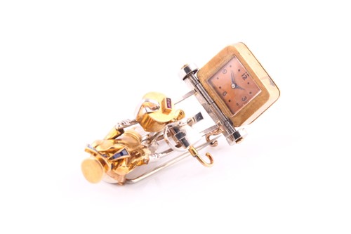 Lot 26 - A 1920s gem-set novelty brooch/watch of...