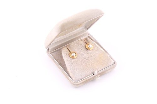 Lot 341 - A pair of pearl earrings by Gucci Each 5.6mm...