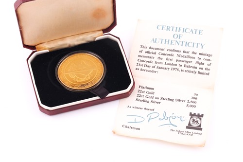 Lot 459 - A first passenger Concorde flight medallion...