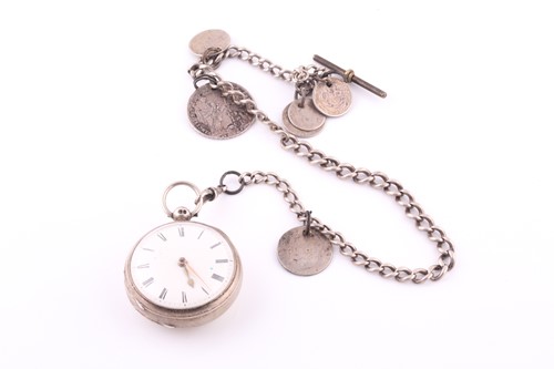 Lot 716 - A pocket watch The 45mm circular white dial...